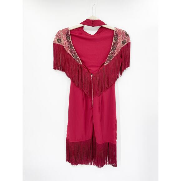 Nasty Gal Alexandra Red Fringe Beaded Embellished Dress Size 2 New - Picture 6 of 8